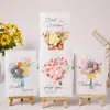 Tarjeta de Felicitación Completa Mini Tarjeta de Felicitación Tarjeta de Mensaje Simple Dibujo Animado Lindo Bendición para el Día del Maestro Tarjeta de Felicitación con Flores Secas