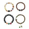 Pulsera Duobao de Madera Simple y de Moda con un Solo Círculo, Sándalo, Arañazo de Gato, Bodhisattva, Pulsera Retro de Moda para Hombres y Mujeres