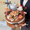 Compañero de Flores Otoño e Invierno Castaña Tallada Caja de Buena Suerte Ramo de Flores Cubo de Abrazos de Peluche Arte Floral Caja de Empaque de Floristería Caja para Arreglo Floral DIY