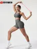 Conjunto de Roupas de Yoga Transfronteiriças para Mulheres Verão Esportes ao Ar Livre Secagem Rápida Shorts de Yoga Ciclismo Fitness Colete Top Roupas Fitness