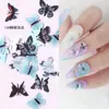 Arte de Unhas Quente Transfronteiriça Pedaços de Celulose de Madeira Estilo Borboleta Livrinho Vermelho Mesmo Estilo Puro Feito à Mão Tridimensional Mini Arte de Unhas Borboleta