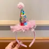 Presente de aniversário infantil: Faixa de cabelo de bolo de morango, faixa de cabelo de desenho animado fofa para meninas, faixa de cabelo de bebê, não aperta a cabeça, acessório de cabelo para menininha