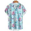 Camisa Nueva Europea y Americana Transfronteriza Pato Amarillo Impresión Digital 3D Casual Hawaiana de Manga Corta con Cuello