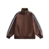 Moletom Cardigan Tendência Três Listras Masculino Outono Estilo Americano Color Block Listrado Jaqueta Casaco Legal Solto Casal Jaqueta de Baseball