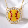 Estilo Deportivo Transfronterizo Europeo y Americano Joyería Lujo Ligero Creativo Versátil Incrustado con Pedrería Tipo Voleibol Sóftbol Baloncesto Fútbol Colgante Collar