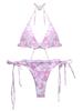 Moda Transfronteriza 2025 Nuevo Bikini Dividido para Damas Estampado Ajustado Delgado Sexy Pecho Pequeño Recopilado Traje de Baño