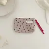 Monedero de lunares estilo coreano Ins, Bolsa pequeña portátil con cordón, Bolsa de almacenamiento multifuncional, Bolso de mano exquisito de alto valor para mujer