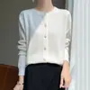 Nuevo Cárdigan de Cachemira para Primavera y Verano 2026 Cuello Redondo de un Solo Botón Abrigo Superior de Mujer Cárdigan de Punto de Cachemira de Manga Larga