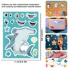 8 pegatinas de caras de criaturas marinas de dibujos animados que cambian de cara, para manualidades DIY en educación infantil, decoración de juguetes, decoración de cuadernos
