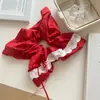 Lenço Quadrado de Alto Valor para Prender o Cabelo de Meninas, Acessório de Cabelo Versátil, Elástico para Rabo de Cavalo, Scrunchie de Bolinhas Vermelhas, Estilo Retro Coreano