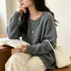 Suéter Redondo de Lana con Lentejuelas para Mujer 2026 Otoño e Invierno Nuevo Estilo Holgado y Relajado Versátil Suéter de Punto Superior