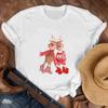 Nuevo Mayoreo Feliz Navidad Árbol de Navidad Papá Noel Simple Media Manga Casual Dibujos Animados Blanco Camiseta Manga Corta Mujer