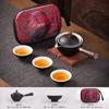 Hervidor de Té Perezoso de Cerámica Barro Negro Juego de Té Automático Tetera Portátil Pequeña para Viajes con Asa Lateral Bandeja de Té Té Kung Fu