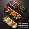 Acero Inoxidable 304 Plato para Condimentos para Hot Pot Japonés y Coreano Plato para Dip para Barbacoa Plato Pequeño Dos Ollas Tres Ollas Plato Coreano Dorado