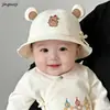 Chapéu de Bebê Primavera Novo Estilo Proteção Solar Ursinho de Algodão Chapéu de Pescador Meninos e Meninas de Um Ano Chapéu de Sol Fino