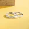 Anillo de Pareja con Estampado de Textura Un Par de Anillos de Plata de Ley 925 Diseño Simple de Nicho Regalo 520 de Cumpleaños para Novia
