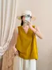 Pijama de tirantes de encaje con cuello en V, estilo nuevo de verano 2026, holgado, de doble capa, gasa de algodón, sin mangas, top para mujer