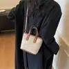 Bolso de Mano de Moda Retro de Color Contrastante de Gran Capacidad para Mujer Nuevo Verano 2025 Texturizado Portátil Bolso Cruzado de Hombro Tipo Cubo