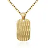 Collar con colgante cuadrado geométrico más vendido transfronterizo para hombre, grabado DIY, oro de 18 quilates, lujo ligero, joyería versátil de acero inoxidable