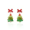 Brincos de Natal Atmosféricos Design de Nicho Brincos de Árvore de Natal com Contas e Pérolas Feitos à Mão Brincos Simples Versáteis Fofos