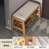 Taburete de madera maciza para cambiar zapatos, pequeño y estrecho, para el hogar, con asiento y cojín suave integrado, para puerta de prueba, taburete para zapatos