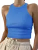2026 Aliexpress Amazon Transfronterizo Estilo Europeo y Americano Camiseta sin Mangas Camiseta Primavera y Verano Corta Color Sólido Costilla Sin Mangas Chica Atrevida Ropa de Mujer