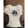 Blusa de Tricô Manga Curta Estilosa Chic Coreana para Mulheres, Nova Tendência Verão 2026 Cropped que Valoriza a Cintura Camiseta