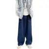 Diseño Americano Talla Grande Jeans para Hombre Streetwear Lavados Desgastados Retro Azules Pantalones Cargo Sueltos Rectos Pierna Ancha