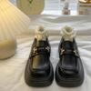 Mocasines Negros de Suela Gruesa para Mujer Primavera y Otoño 2024 Nuevos Retro de Tacón Grueso Zapatos de Una Capa Estilo Británico Uniforme jk Zapatos de Cuero
