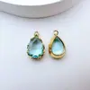 Colgante de cobre chapado en oro con circonita, color electrochapado que conserva el color, accesorio para collar de pulsera de encaje DIY, componente de joyería, gota de agua blanca