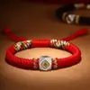 Pulsera de Cuerda Colorida Tejida a Mano con Hilo Rojo con el Buda del Año y las Doce Deidades Guardianas del Zodíaco