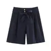 Shorts Casuales Elegantes de Cintura Alta Plisados Estilo Europeo y Americano Transfronterizo Moda Nueva 2026 con Cinturón de Lazo 8372225