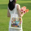 Bolsa de Lona com Ilustração de Cidade, Bolsa Tote de Lona Chinesa Excepcional, Bolsa de Compras Ecológica Personalizada de Grande Capacidade, Bolsa de Pano para Check-In de Atrações Turísticas