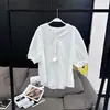[Em Estoque] Blusa Curta Bordada Fofa VC, Estilo Novo Versátil de Verão para Mulheres