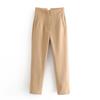 Pantalones Casuales de Estilo Europeo y Americano Za & Ropa para Mujer Otoño e Invierno 2022 Pantalones Rectos Ajustados de Cintura Alta Pantalones de Nueve Puntos Pantalones de Traje