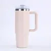 Taza de coche de acero inoxidable de 40 oz con asa, taza de helado portátil de gran capacidad para coche con pajita, taza termo de vacío
