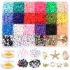 Caja de arcilla polimérica suave de 24 rejillas de color, hebilla de bolsa dorada, estrella de cinco puntas, colgante de estrella de mar CCB, accesorios para pulsera y collar DIY