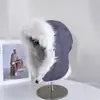Chapéu Lei Feng Xadrez Espesso com Forro de Lã para Inverno, Borda Crua, para Viagem ao Ar Livre Feminina, à Prova de Frio e Quente, com Proteção para as Orelhas, Chapéu Pulôver Versátil