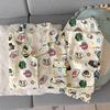 Dulce japonés crayón pequeño nuevo pijama mujer verano manga corta cárdigan pantalones lindo traje ropa de casa disparo real al por mayor