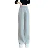Calça Esportiva Cinza de Perna Larga Feminina Primavera e Outono 2025 Novidades Explosivas Calças Finas Femininas Primavera e Verão Calças Retas Calças de Moletom Casuais