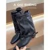 Botas cortas negras acampanadas de mezclilla americanas, perneras de pantalón, botas retro bajas estilo Martin para mujer, de media pantorrilla, otoño e invierno 2026, botas western