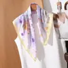 Pañuelo Cuadrado Pequeño de Estilo Suave Estilo Coreano de 70 cm para Mujer, Pañuelo de Seda Delgado Protector Solar de Verano, Versátil Pañuelo Decorativo Artístico Floral para el Cuello