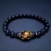 Pulsera Popular Transfronteriza Temu Xiyin Tk Corona Piedra de Ojo de Tigre Piedra Volcánica Lapislázuli Piedra Biliar Negra Piedra Imperial Pulsera Ahora