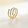 Anel de Mola Espiral Minimalista Estilo Coreano com Zircônia Brilhante, Anel de Dedo Indicador com Índice de Zircônia Exquisito Estilo Minimalista Ins da Moda Atacado