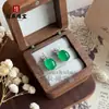 Nuevos Pendientes de Calcedonia Violeta de Alto Grado Estilo Chino, Pendientes de Niña Color Jade, Pendientes de Plata Incrustados con Ágata