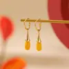 Yuebao Joias Prata Esterlina S925 Banhado a Ouro Cera de Abelha Moda Retrô Simples Brincos de Gota Elegantes Versáteis Brincos Brincos