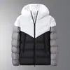 Chaqueta de Algodón con Capucha para Hombre Otoño e Invierno Color Clásico Bloques de Color Costilla Polar Deportiva Casual Abrigo de Algodón Estilo Patchwork Bloques de Color