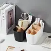 Caja de almacenamiento compartimentada de bambú y madera, soporte de escritorio desmontable para cepillos de dientes, soporte para pasta de dientes, organizador de papelería y control remoto, almacenamiento para baño