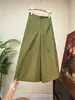 Pantalones casuales versátiles de pierna ancha de color liso estilo chino nuevo Zhi Li, nuevo modelo de otoño 2026, estilo nacional, cintura elástica con botón para mujer