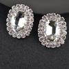 Brincos Personalizados de Diamante Inteiro Estilo Europeu e Americano Liga Strass Colorido Brincos de Pino para Mulheres Brincos de Festa de Strass Oval Gato da Sorte